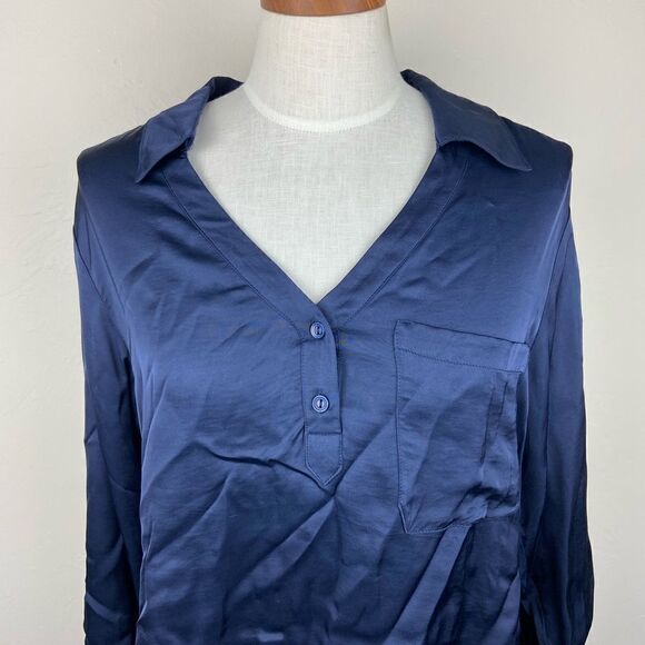 Young Fabulous & Broke Button-Up Blouse - Navy - Picture 3 of 6